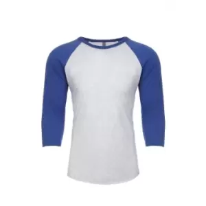 Image of Next Level Adults Unisex Tri-Blend 3/4 Sleeve Raglan T-Shirt (XS) (Vintage Royal Blue/Heather White)