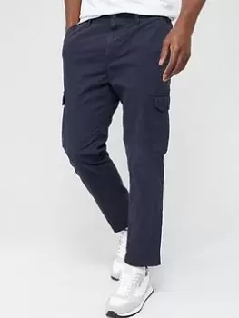 Image of BOSS Taber Taper Fit Cargo Trousers - Dark Blue, Dark Blue, Size 30, Inside Leg Regular, Men