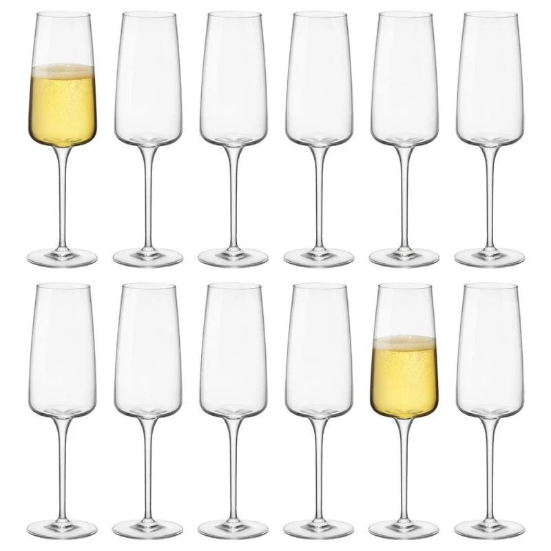 Image of Bormioli Rocco Nexo Glass Champagne Flutes - 240ml - Pack of 12 in Clear Clear Unisex