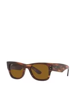 Ray-Ban Mega Wayfarer Square Sunglasses - Striped Havana, Brown, Women