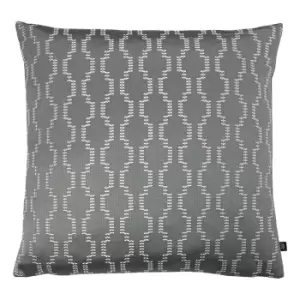 image of Nash Embroidered Cushion Fog/Dark Grey