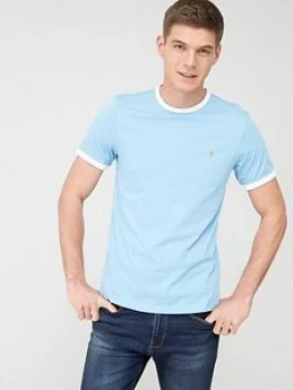 Image of Farah Groves Ringer T-Shirt - Light Blue, Size L, Men