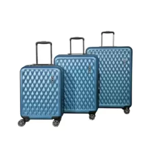 Image of Rock Luggage Allure 3 Piece Set Blue Suitcase