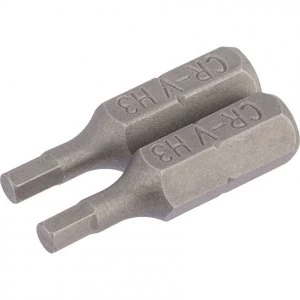 image of Draper Hex Screwdriver Bit Hex 3mm 25mm Pack of 2