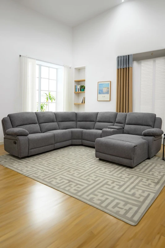 Image of More4Homes Dublin 5 Seater Fabric Corner Recliner Sofa Dark Grey