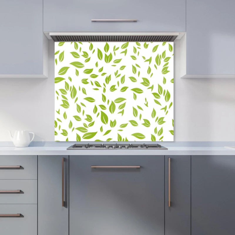 Image of Warren Reed - Designer Green Leaf Pattern Kitchen Splashback Size: 900mm x 650mm Green Unisex 900mm x 650mm