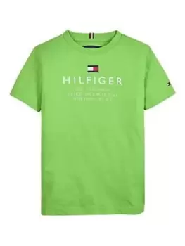 Image of Tommy Hilfiger Boys TH Logo Short Sleeve T-Shirt - Spring Lime, Green, Size 10 Years