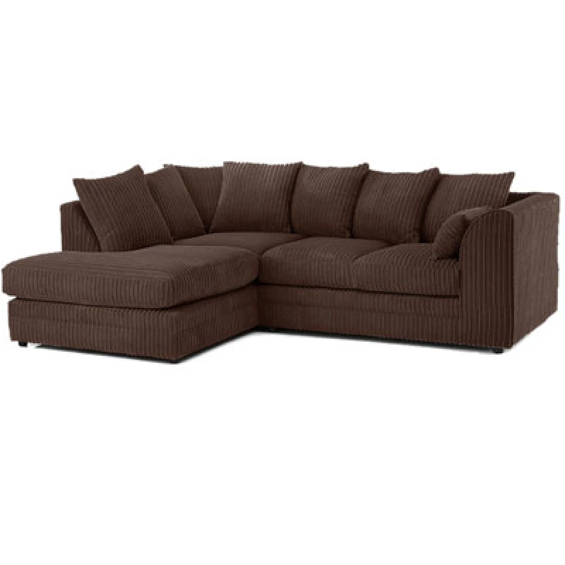 Image of Furnishings For Less UK Luxor Jumbo Cord 4 Seater Corner Sofa Chocolate Left Hand Facing