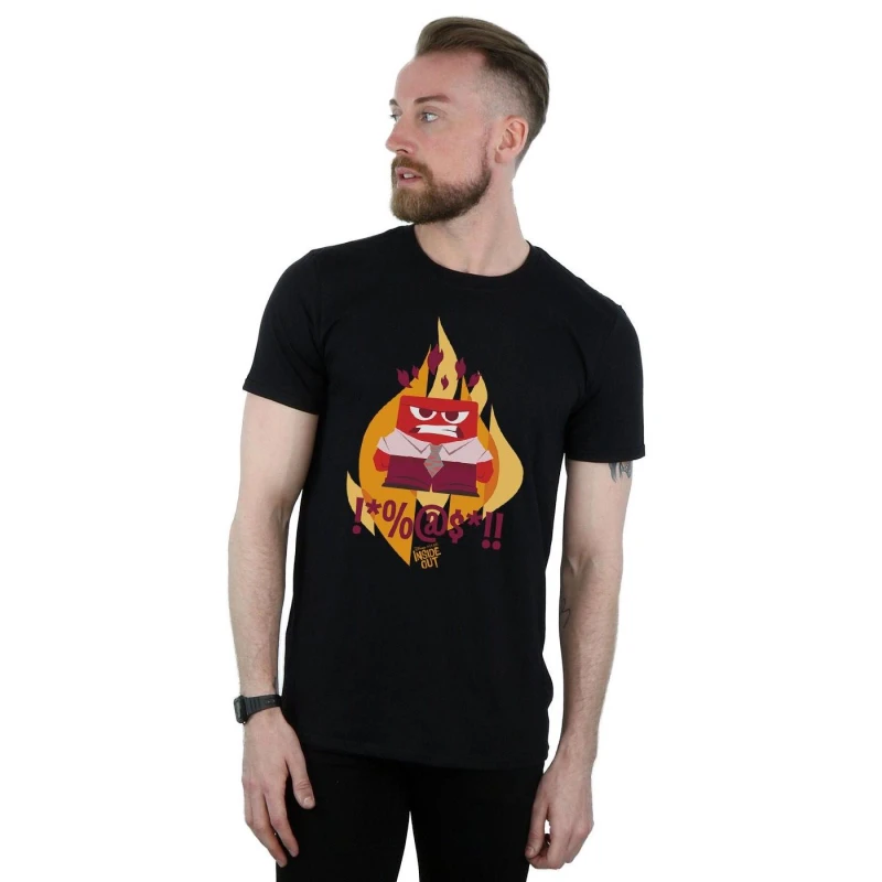 Image of Disney Men Inside Out Fired Up T-Shirt in Black Size: Small Black S Male 5057245577656