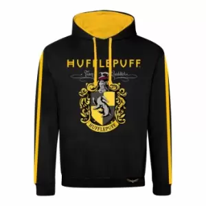 Image of Harry Potter Unisex Adult Hufflepuff Hoodie (XL) (Black/Yellow)
