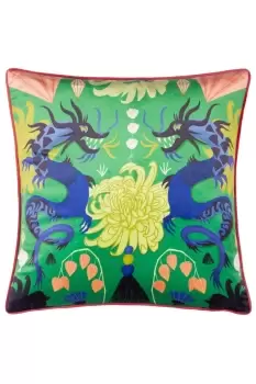 Image of Dragons Piped Velvet Polyester Filled Cushion