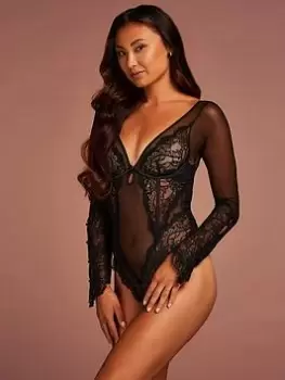 Image of Hunkemoller Cecile Underwired Bodysuit - Black, Size L, Women