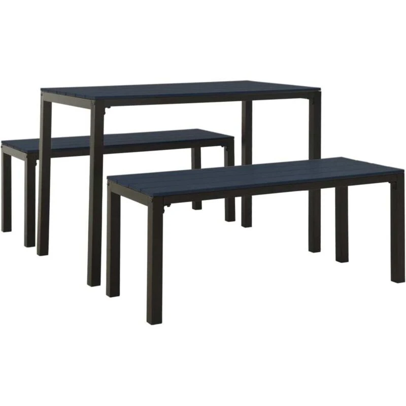 Image of VIDAXL 3 Piece Garden Dining Set Steel and wpc Black Vidaxl 8720286662168
