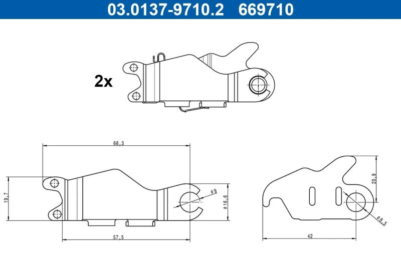 Image of Brake shoe fitting kit ATE 03.0137-9710.2