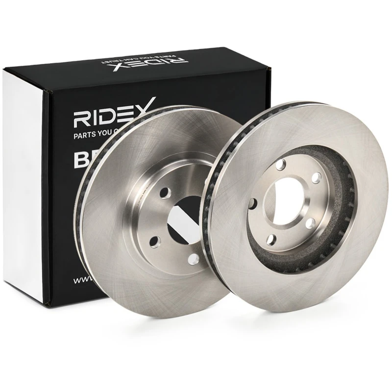 Image of RIDEX 82B0951 Brake disc Front Axle, Vented, Cast Iron, Uncoated, Untreated, without bolts/screws Cast Iron Brake Disc (82)