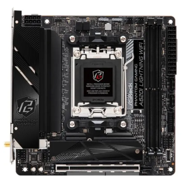 image of Asrock A620I LIGHTNING WIFI AMD A620 AM5 Mini ITX 2 DDR5 HDMI WiFi 6E 2.5G LAN 2x M.2