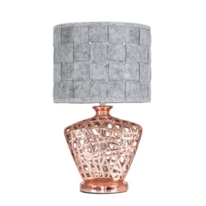 Kalvin Copper Table Lamp with Grey Monza Shade