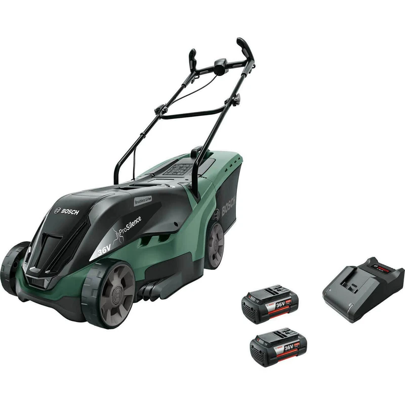 Image of Bosch UNIVERSALROTAK 36-560 36v Cordless Rotary Lawnmower 380mm UNIVERSALROTAK 555 Batteries: 2 x 4ah Li-ion