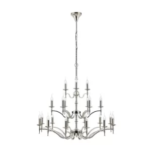 image of Stanford 21 Light Chandelier Polished Nickel Plate Finish, E14