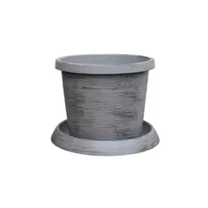 Image of Thompson & Morgan Thompson and Morgan Plastic Flowerpot with Saucer Modern Grey - BUY TEN