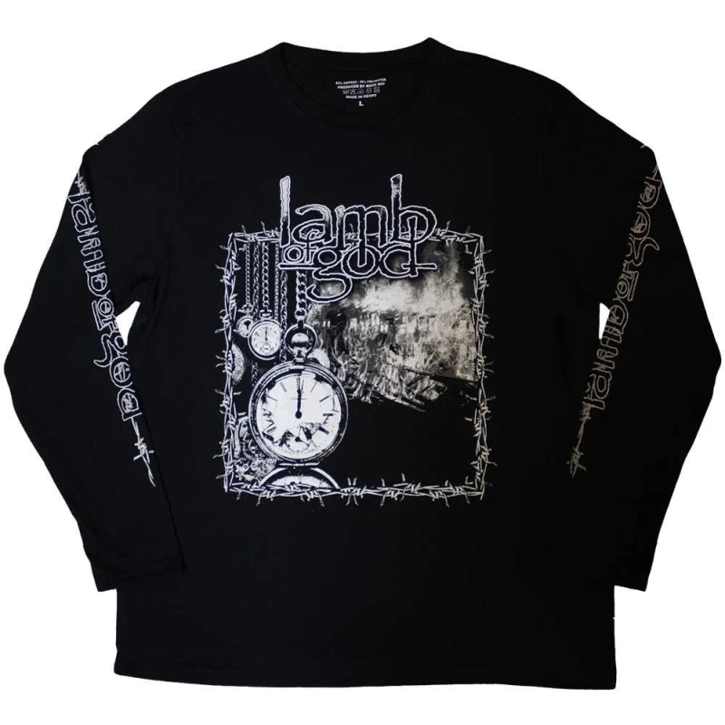 Image of Lamb Of God Mens Barbed Wire Long-Sleeved T-Shirt in Black Size: Large Black Male L