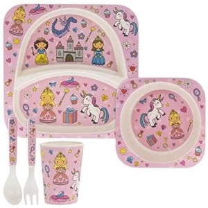 image of 5 Piece Kiddies Bamboo Eating Set Fairytale Design By Lesser & Pavey