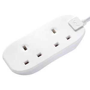 image of Masterplug 2 Socket Extension Lead - White 5m 13A