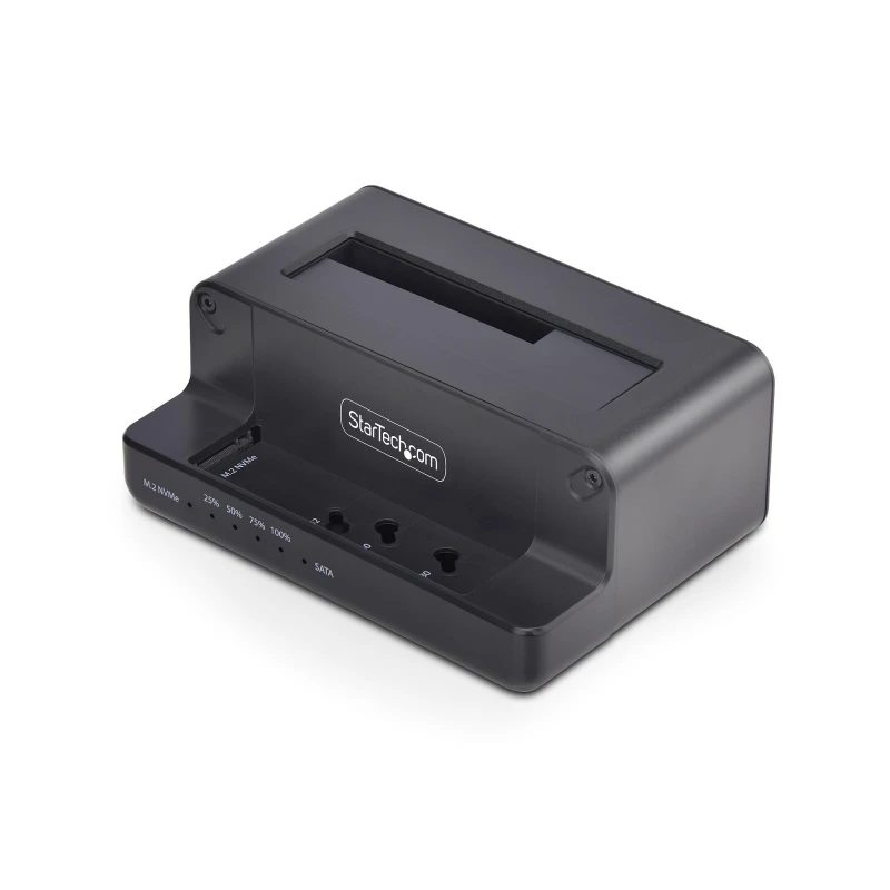 Image of StarTech.com StarTech.com M.2 NVMe to 2.5/3.5" SATA Drive Duplicator, Dual Bay Standalone SSD Cloner/Drive Dock, Bidirectional NVMe to SATA / SATA to