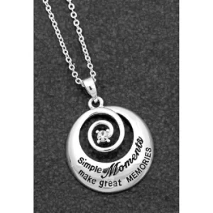 image of Sentiment Swirl Silver Plated Necklace Memories