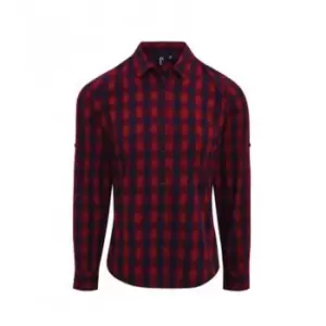Image of Premier Womens/Ladies Mulligan Check Long Sleeve Shirt (S) (Red/Navy)