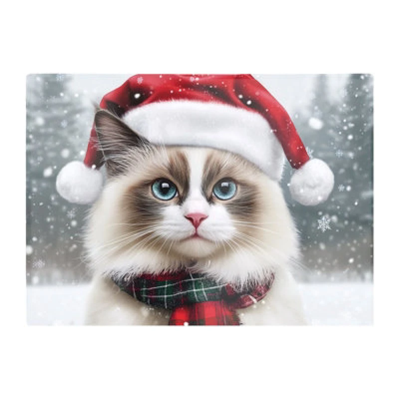 Image of Warren Reed Designer Christmas Ragdoll Glass Chopping Board