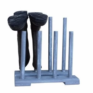 Image of Hadley Reclaimed Wooden Boot and Wellie Floor Rack - Goose Grey - 4 Boot
