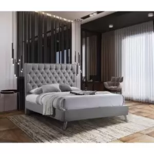 Image of Casana Bed Double Plush Velvet Steel