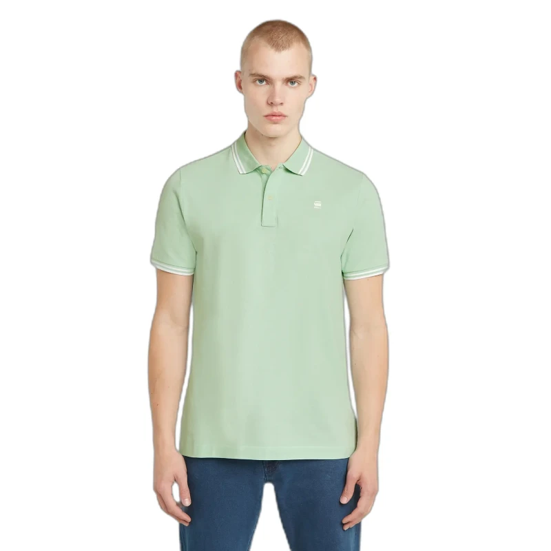 Image of G-Star Striped polo shirt G-Star Dunda Vert Male S