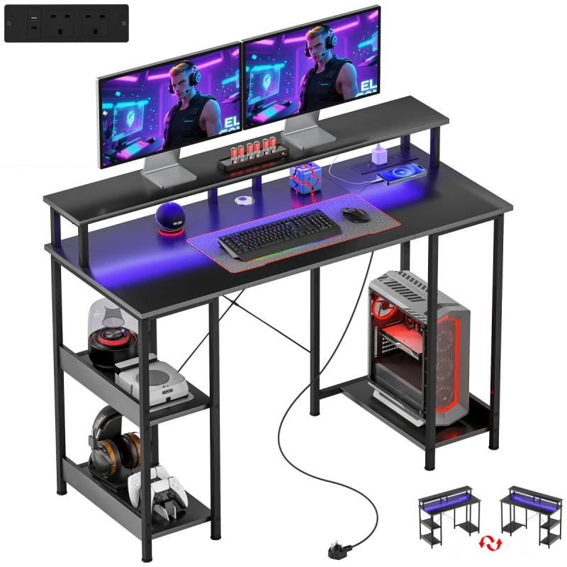 Image of HOMCOM HOMCOM Computer Desk Reversible Home Office Desk with Storage Grey Grey One Size Unisex 5063603057753