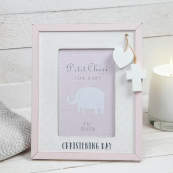 Image of 4" x 6" - Petit Cheri Christening Photo Frame - Pink