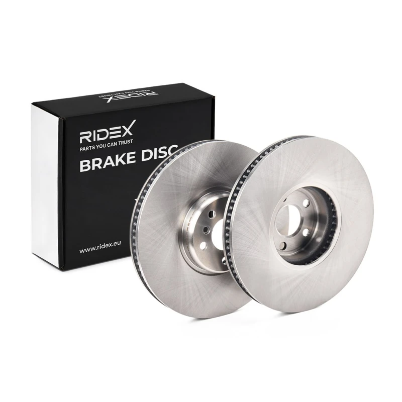 Image of RIDEX 82B2407 Brake disc Front Axle, Vented, Cast Iron, Uncoated, Untreated, with bolts/screws Cast Iron Brake Disc (82)