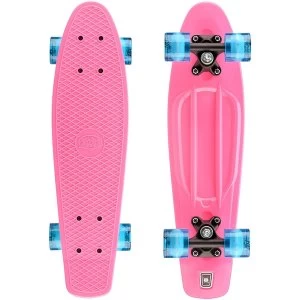 image of Xootz Kid's Complete Retro Plastic Skateboard with LED Light Up Wheels Pink