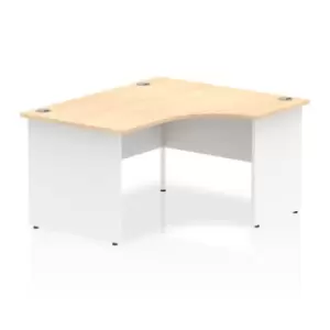 image of Impulse 1400mm Right Crescent Desk Maple Top White Panel End Leg