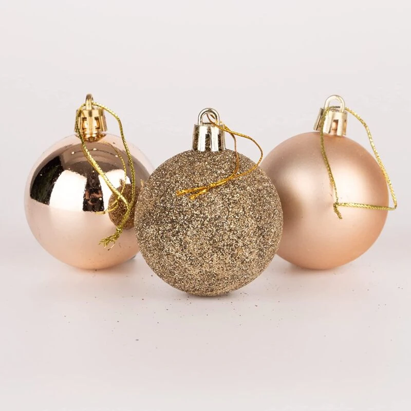 Image of Shatchi 50mm/18Pcs Christmas Baubles Shatterproof Champagne Gold,Tree Decorations Cream