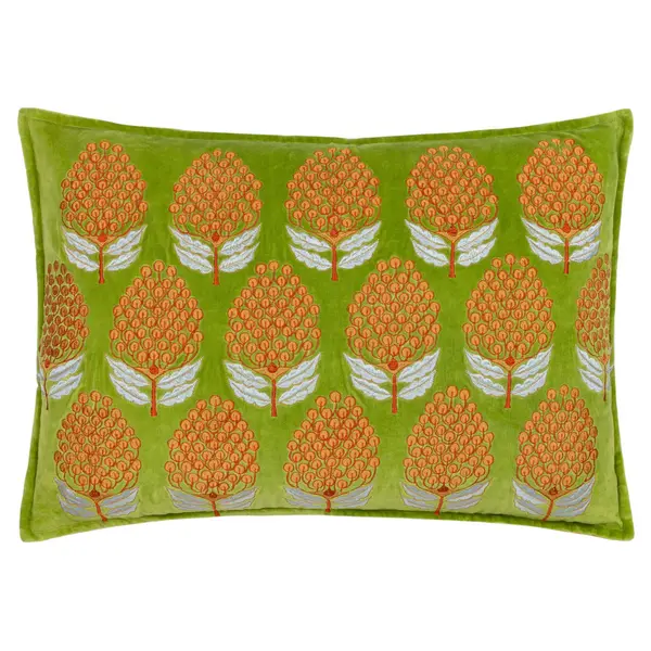 Image of Portofino Embroidered Cushion Chartreuse, Chartreuse / 40 x 60cm / Polyester Filled