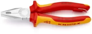 Image of Knipex VDE Insulated Forged Steel Combination Pliers Combination Pliers, 180 mm Overall Length