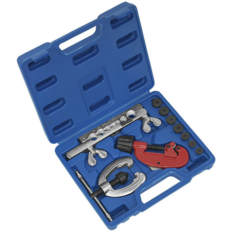 Image of Loops 10 Piece Pipe Flaring & Cutting Kit - Screw-Type Tube Cutter - Copper Brass Pipe Copper