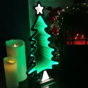 image of 60cm Green Standing LED Infinity Christmas Tree Decoration with Metal Base