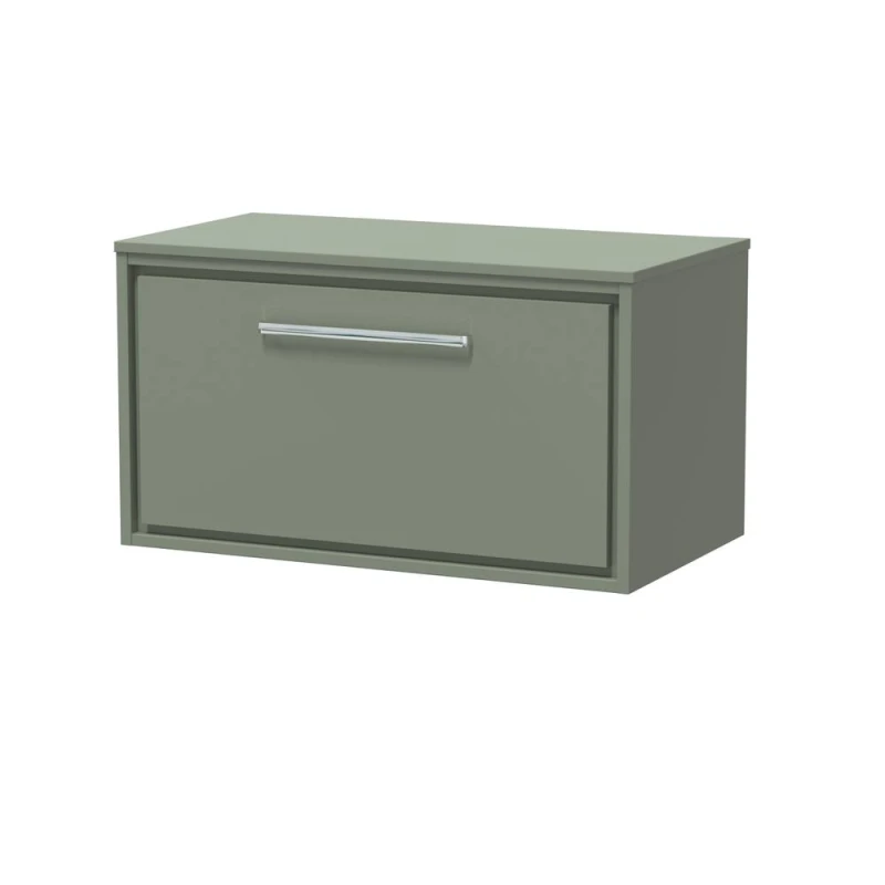 Image of Balterley 800mm Wall Hung Single Drawer Vanity with Worktop - Fern Green Green Unisex