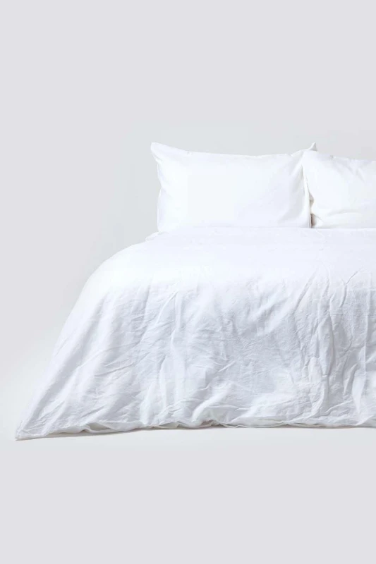 Image of Homescapes Luxury Soft Plain European Linen Duvet Cover Set in White Size: EU Double White Unisex EU Double