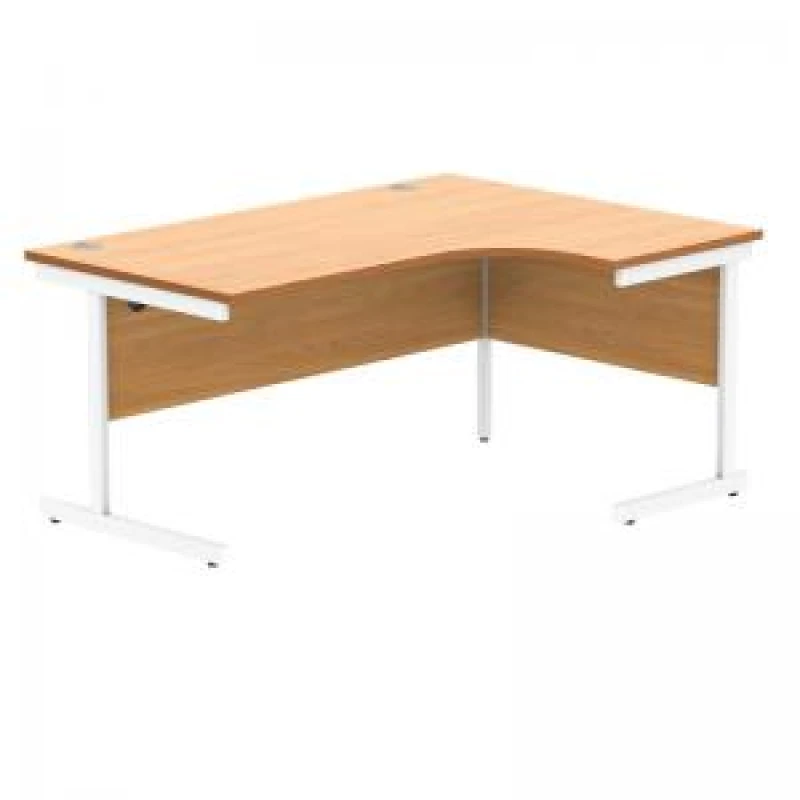 Image of Astin Radial Right Hand SU Cantilever Desk 1600x1200x730mm Norwegian Beech/Arctic White KF824114