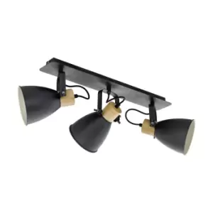 Image of Flush Ceiling Light Colour Anthracite Cream White Brown Shade Bulb E27 3x40W
