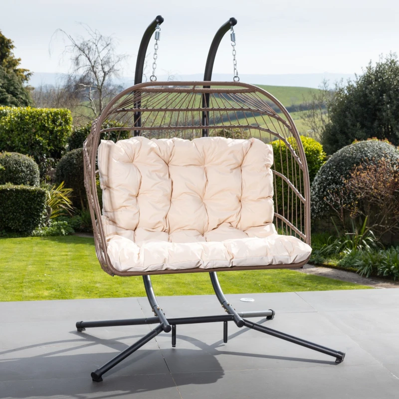 Image of Artemis Home Haversham Swinging Double Garden Seat in Cream Cream Unisex
