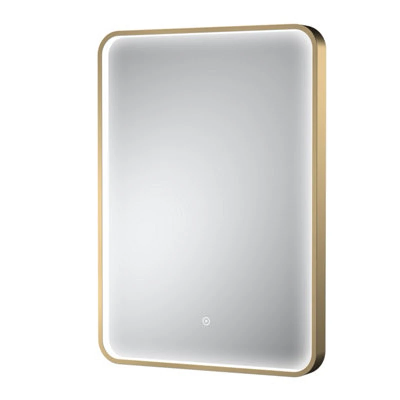 Image of Hudson Reed Pictor LED Touch Sensor Inset Framed Mirror With Demister, Brushed Brass, 700 X 500 mm
